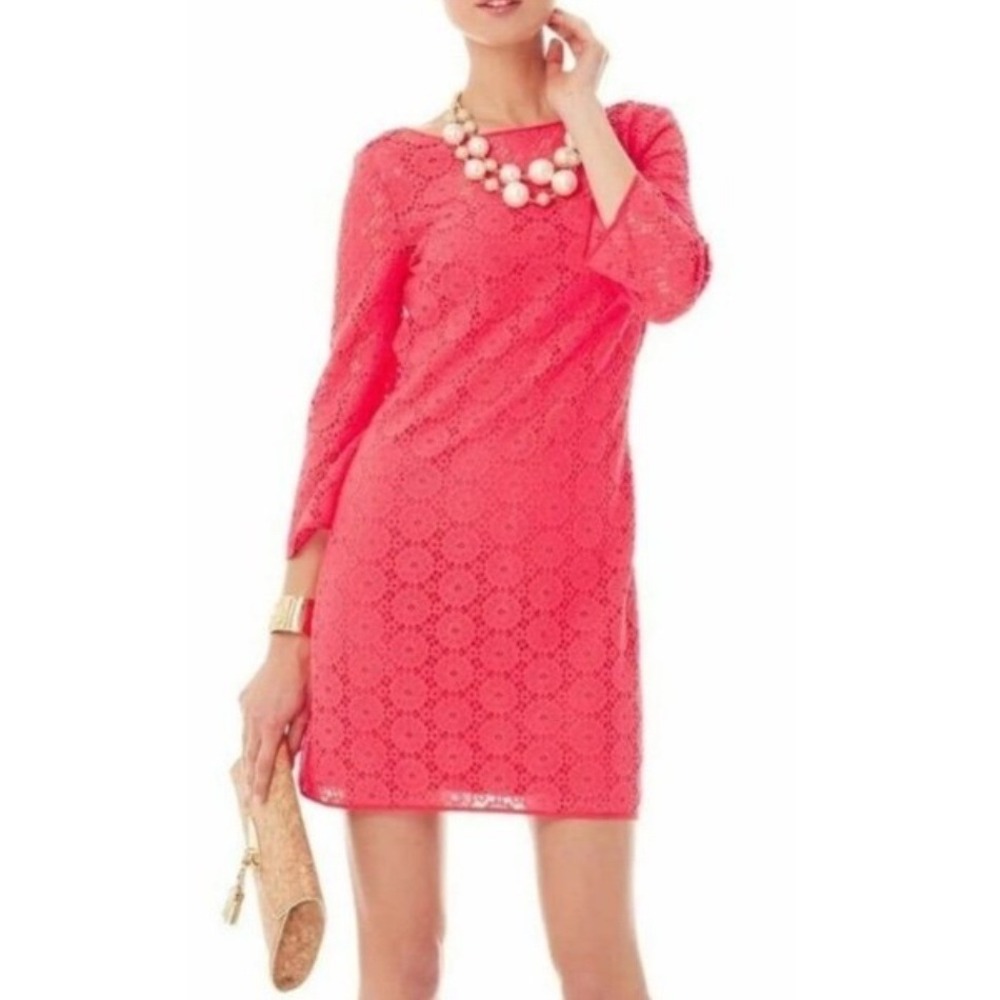 Lilly Pulitzer Topanga Island Crochet Pink Dress Size S Resortwear Beach Coastal